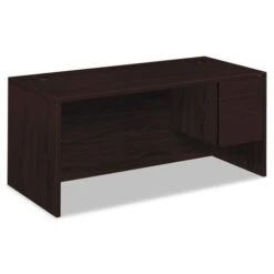 HON 10500 Series Single Pedestal Desk Right 66", Assembled - 10583RNN