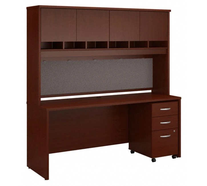 Bush Series C 72W X 24D Desk, Hutch And 3 Drawer Mobile Pedestal - SRC081MASU