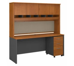 Bush Series C 72W X 24D Desk, Hutch And 3 Drawer Mobile Pedestal - SRC081NCSU