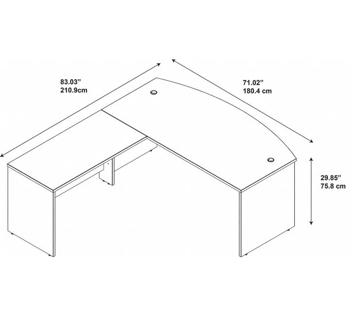 Bush Series C Elite Mocha Cherry 72W X 36D Bowfront Desk Shell With 48W Return - SRE034MR - Image 7