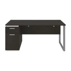 Bestar Aquarius 66W Desk With Single Pedestal In Deep Grey & White - 114400-000032