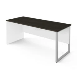 Bestar Pro-Concept Plus 72W Table Desk With Rectangular Metal Leg Deep In White & Deep Grey - 110402-1117