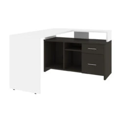 Bestar Equinox 57W X 56W L-Shaped Desk In White & Deep Grey - 115860-001732