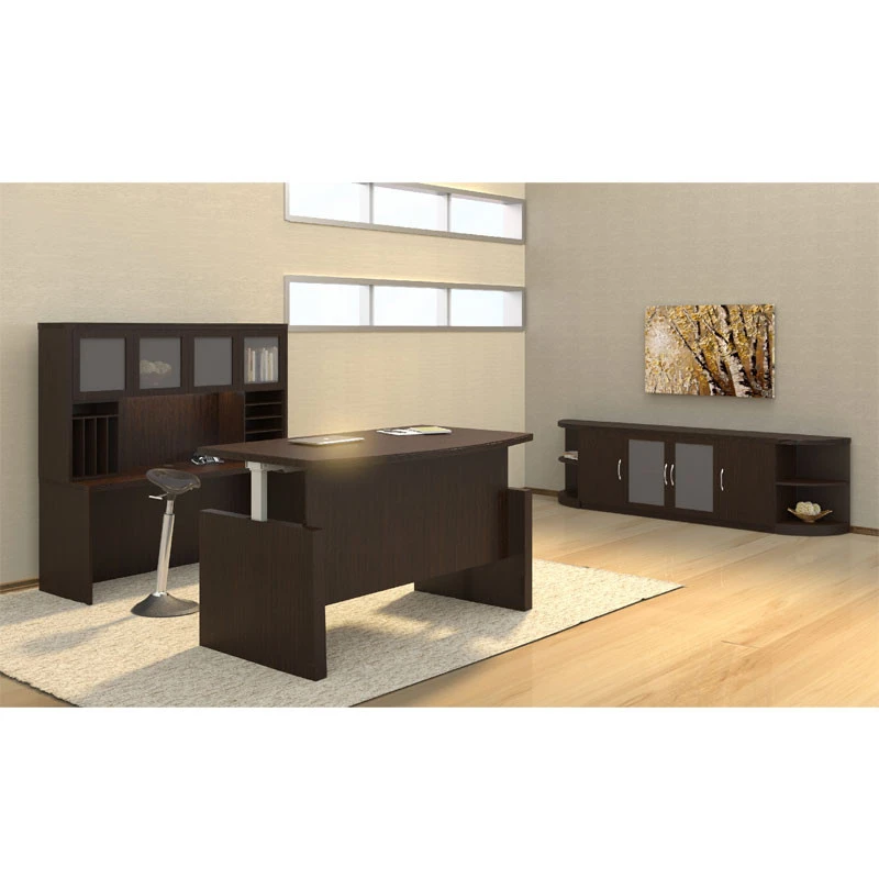 Mayline Aberdeen Laminate Height Adjustable Executive Bow Front Desk 72" Mocha - ABDH7242-LDC - Image 5