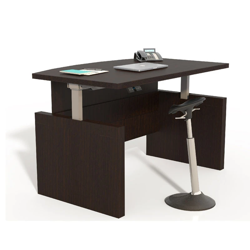 Mayline Aberdeen Laminate Height Adjustable Executive Bow Front Desk 72" Mocha - ABDH7242-LDC
