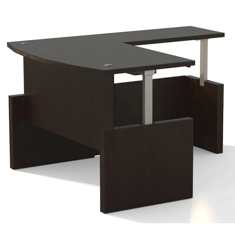 Mayline Aberdeen Executive Desk Bowfront Height Adjustable With Return 72" Mocha - AT56