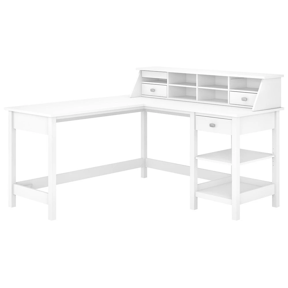 Bush Furniture Broadview L-Shaped Computer Desk 60"W Package- BD029WH - Image 2