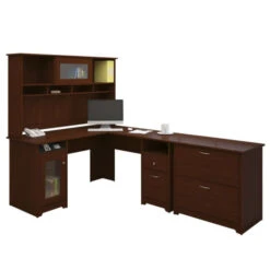 Bush Cabot Collection L-Shaped Desk 60" Package Harvest Cherry - CAB005HVC