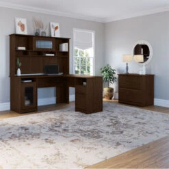 Bush Cabot Collection L-Shaped Desk 60" Package Modern Walnut - CAB005MW