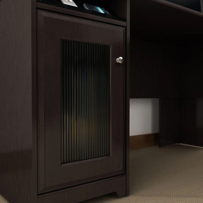 Bush Furniture Cabot Collection 60W L Shaped Computer Desk With Hutch, File Cabinet And Bookcase Espresso Oak - CAB010EPO - Image 5