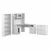 Bush Furniture Cabot Collection 60W L Shaped Computer Desk With Hutch, File Cabinet And Bookcase White - CAB010WHN