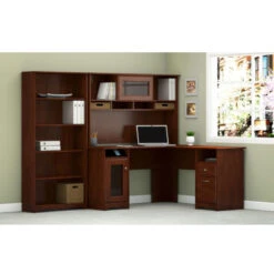 Bush Cabot Collection L-Shaped Desk Package Harvest Cherry - CAB011HVC