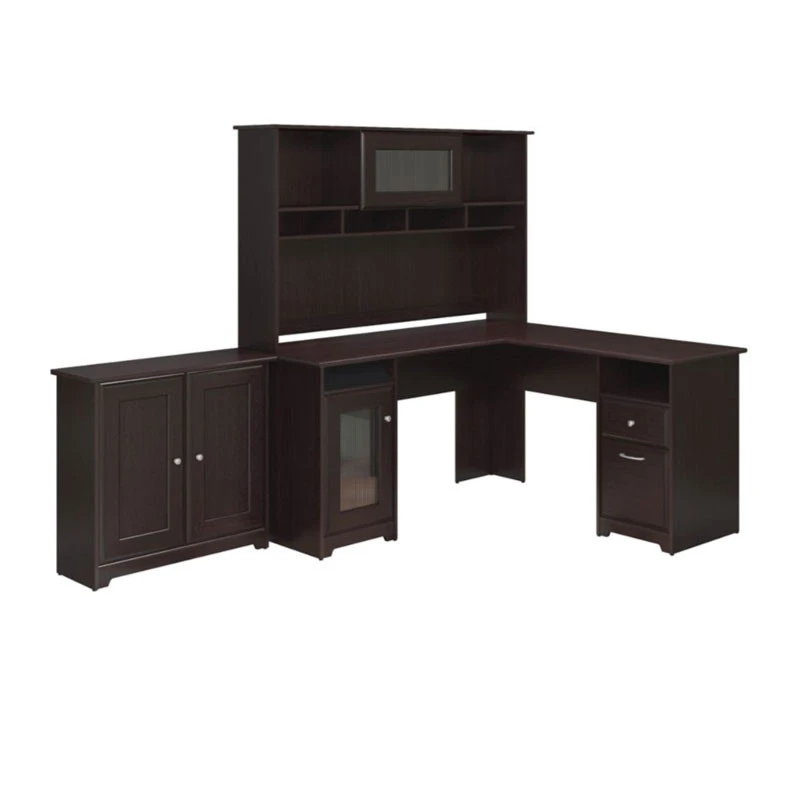 Bush Furniture Cabot Collection 60W L Shaped Computer Desk With Hutch And Small Storage Cabinet Espresso Oak - CAB016EPO - Image 2