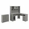 Bush Furniture Cabot Collection 60W L Shaped Computer Desk With Hutch And Small Storage Cabinet Modern Gray- CAB016MG