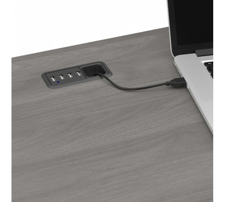 Bush Furniture Cabot Collection 60W L Shaped Computer Desk With Hutch And Tall Storage Cabinet Modern Gray - CAB017MG - Image 3