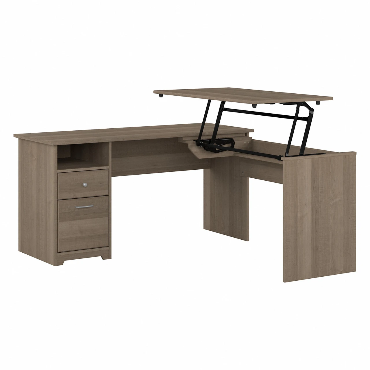 Bush Furniture Cabot Collection 60W L Shaped Computer Desk With Drawers Ash Gray - CAB043AG
