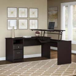 Bush Furniture Cabot Collection 60W L Shaped Computer Desk With Drawers Espresso Oak - CAB043EPO