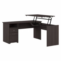 Bush Furniture Cabot Collection 60W L Shaped Computer Desk With Drawers Heather Gray - CAB043HRG