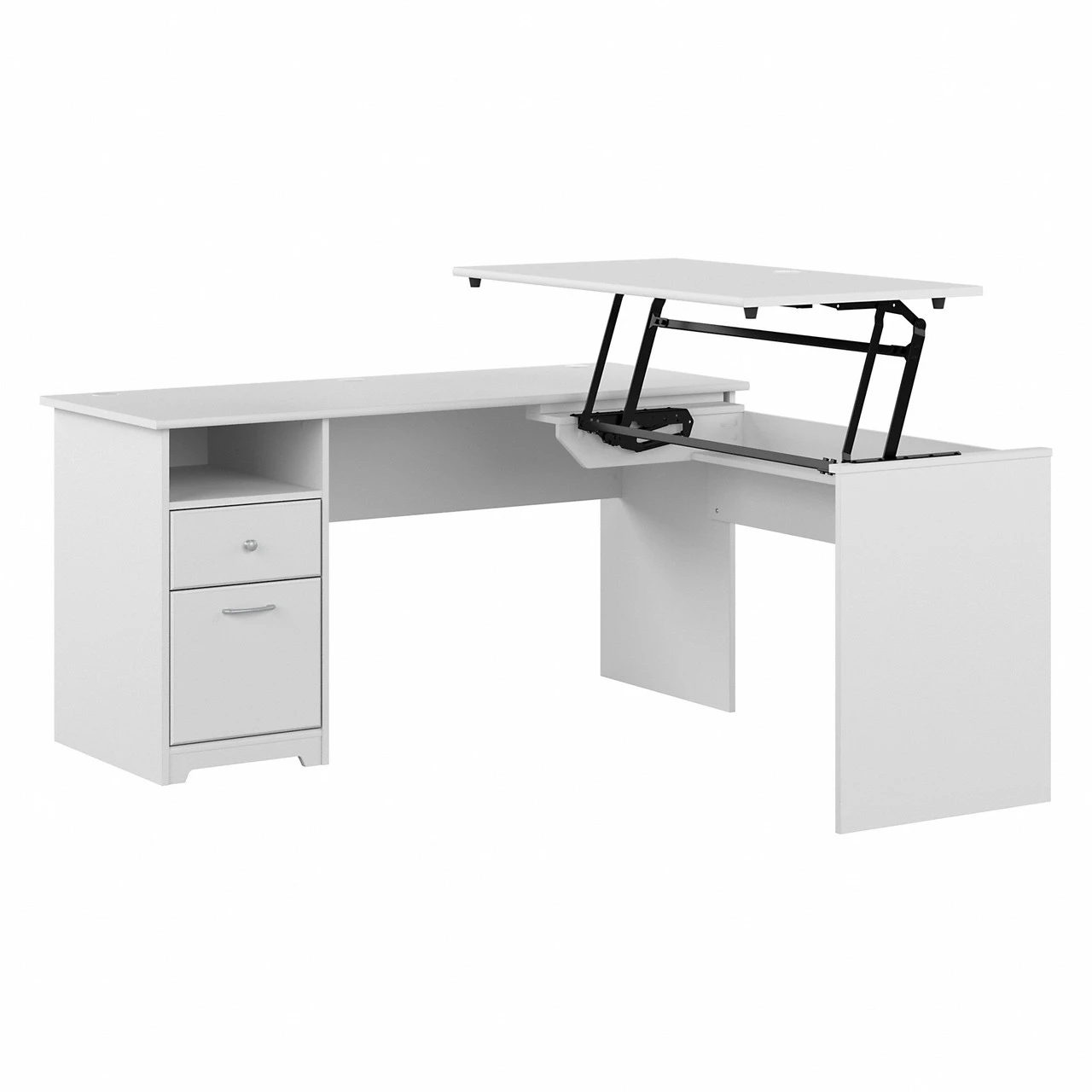 Bush Furniture Cabot Collection 60W L Shaped Computer Desk With Drawers White - CAB043WHN