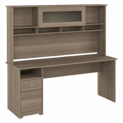 Bush Furniture Cabot Collection 72W Single Pedestal Desk And Hutch Ash Gray - CAB049AG
