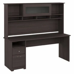 Bush Furniture Cabot Collection 72W Single Pedestal Desk And Hutch Heather Gray - CAB049HRG