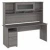 Bush Furniture Cabot Collection 72W Single Pedestal Desk And Hutch Modern Gray - CAB049MG