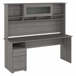 Bush Furniture Cabot Collection 72W Single Pedestal Desk And Hutch Modern Gray - CAB049MG