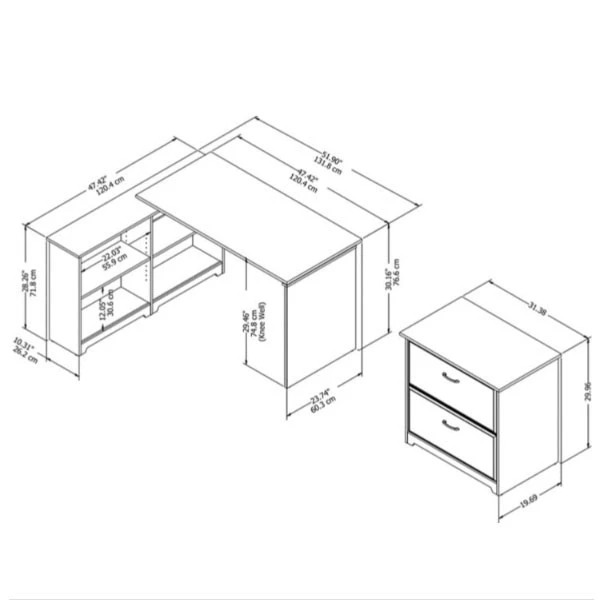 Bush Cabot Collection Sit-to-Stand Corner Bookshelf Desk And Lateral File - CAB056HVC - Image 2
