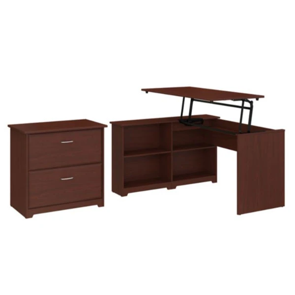Bush Cabot Collection Sit-to-Stand Corner Bookshelf Desk And Lateral File - CAB056HVC - Image 3