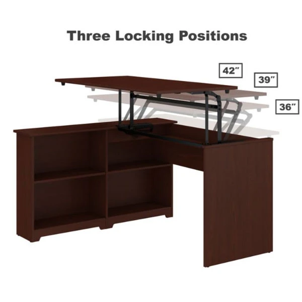 Bush Cabot Collection Sit-to-Stand Corner Bookshelf Desk And Lateral File - CAB056HVC - Image 4