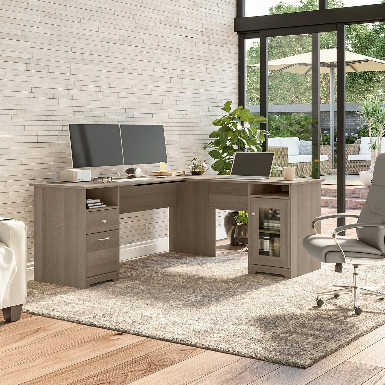 Bush Furniture Cabot Collection 72W L Shaped Computer Desk With Storage Ash Gray - CAB072AG - Image 3