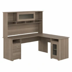 Bush Furniture Cabot Collection 72W L Shaped Computer Desk With Hutch Ash Gray - CAB073AG