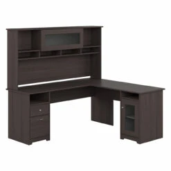 Bush Furniture Cabot Collection 72W L Shaped Computer Desk With Hutch Heather Gray - CAB073HRG