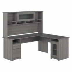 Bush Furniture Cabot Collection 72W L Shaped Computer Desk With Hutch Modern Gray - CAB073MG