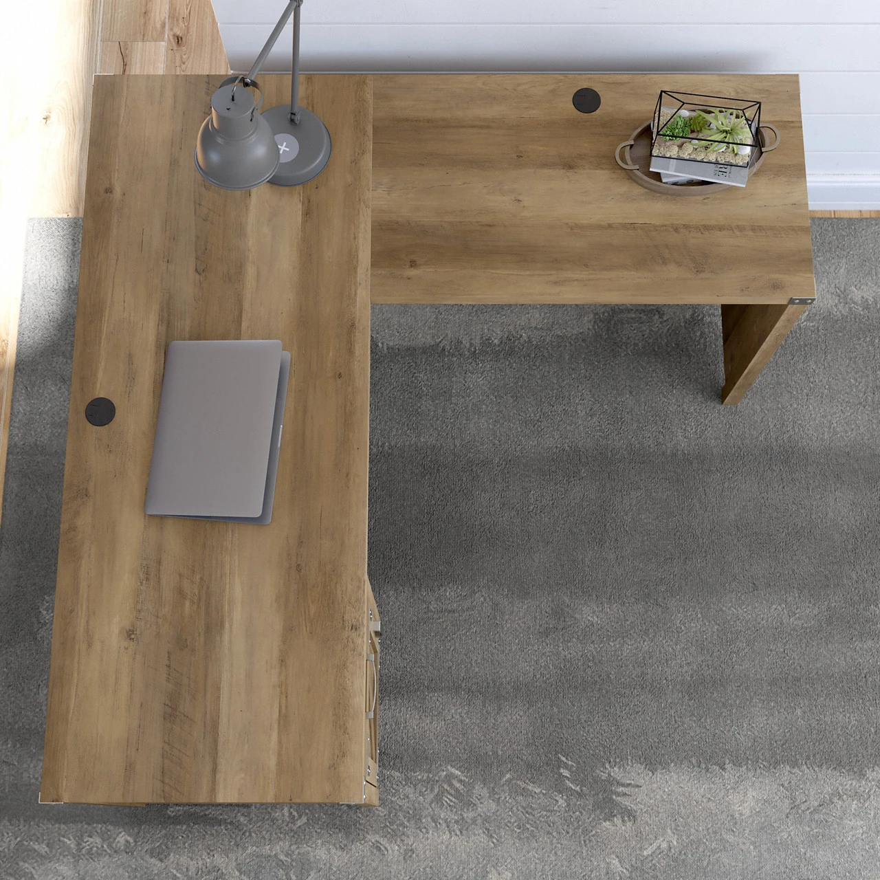 Kathy Ireland Bush Furniture Cottage Grove 60W L Shaped Desk Reclaimed Pine - CGD160RCP-03 - Image 6