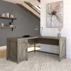 Kathy Ireland Bush Furniture Cottage Grove 60W L Shaped Desk Restored Gray - CGD160RTG-03