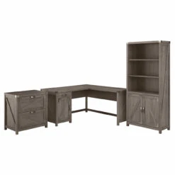 Kathy Ireland By Bush Furniture Cottage Grove 60W L Shaped Desk Package Restored Gray - CGR005RTG
