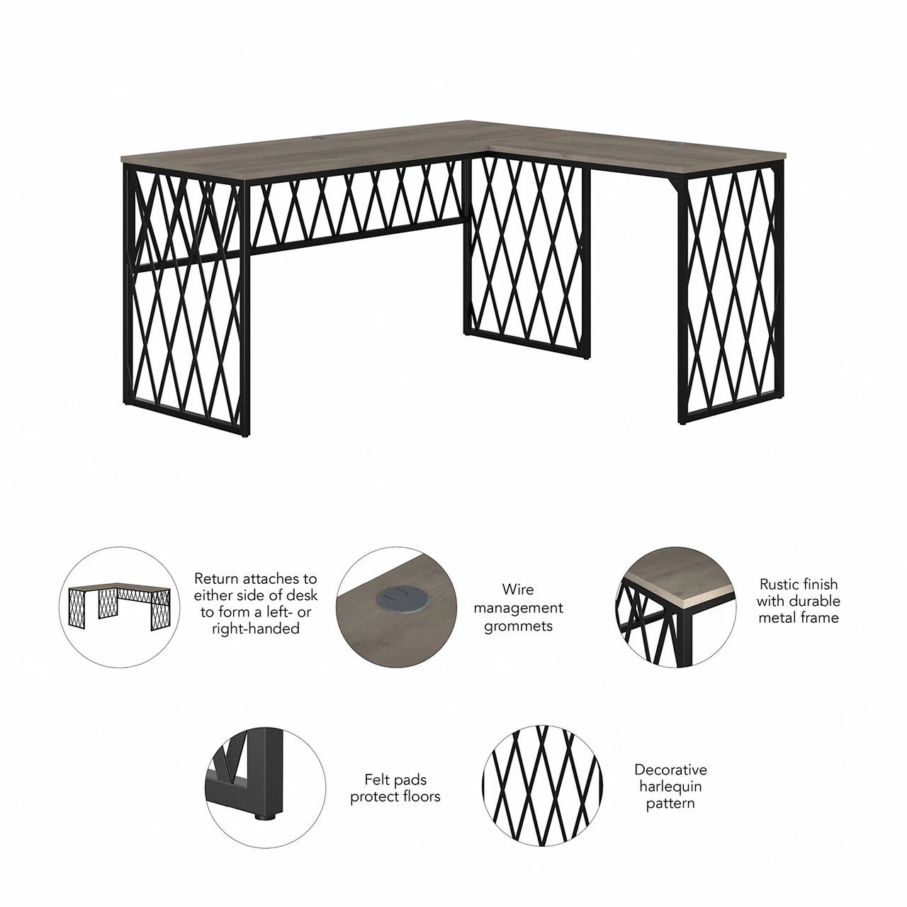 Kathy Ireland Home By Bush Furniture City Park 60W Industrial L Shaped Desk - CPK001DG - Image 3