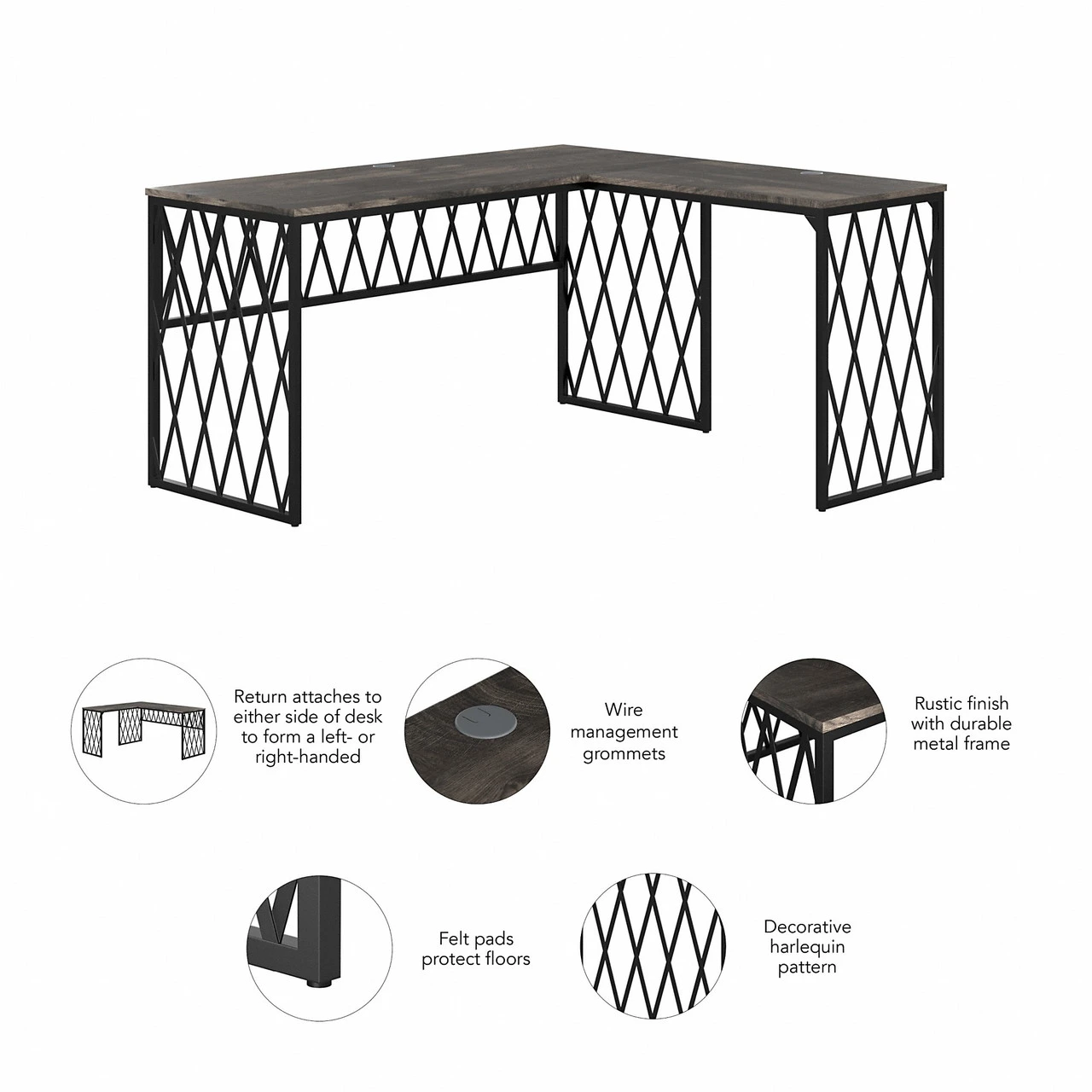 Kathy Ireland Home By Bush Furniture City Park 60W Industrial L Shaped Desk - CPK001GH - Image 5