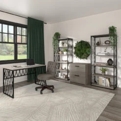 Kathy Ireland Home By Bush Furniture City Park 60W Industrial Writing Desk With Mobile File Cabinet - CPK004DG