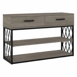 Kathy Ireland Home By Bush Furniture City Park Industrial Console Table With Drawers And Shelves - CPT148DG-03