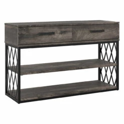 Kathy Ireland Home By Bush Furniture City Park Industrial Console Table With Drawers And Shelves - CPT148GH-03