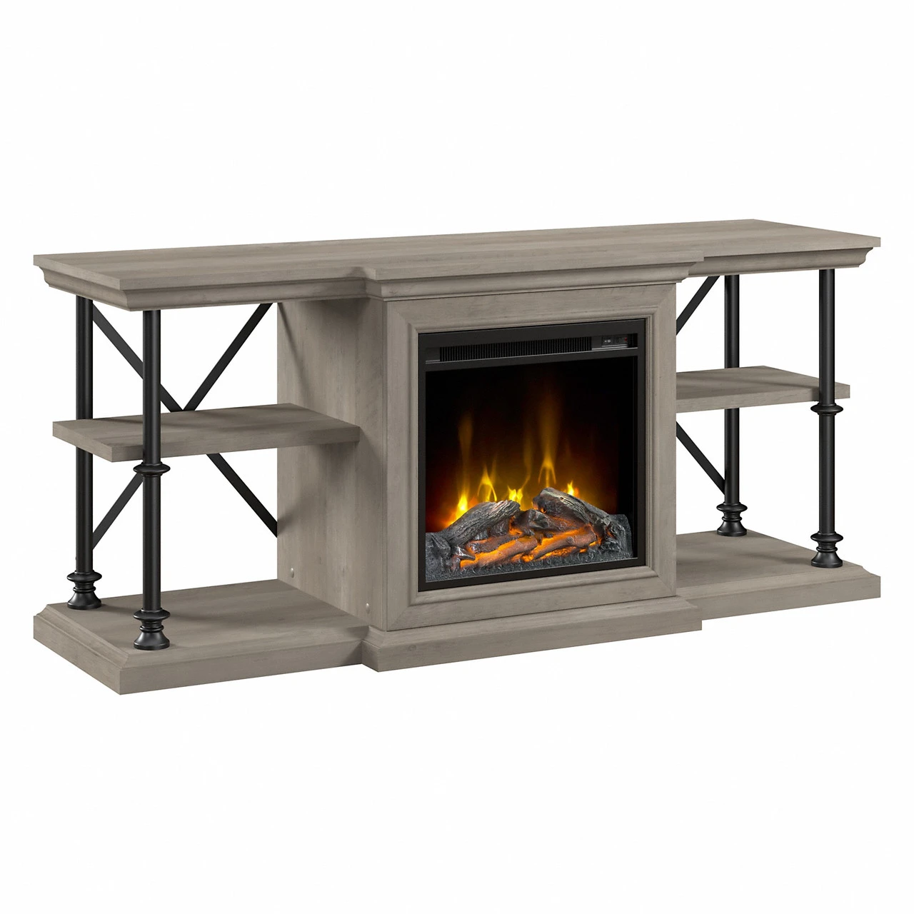 Bush Furniture Coliseum 60W Electric Fireplace TV Stand In Driftwood Gray - CSM001DG - Image 2