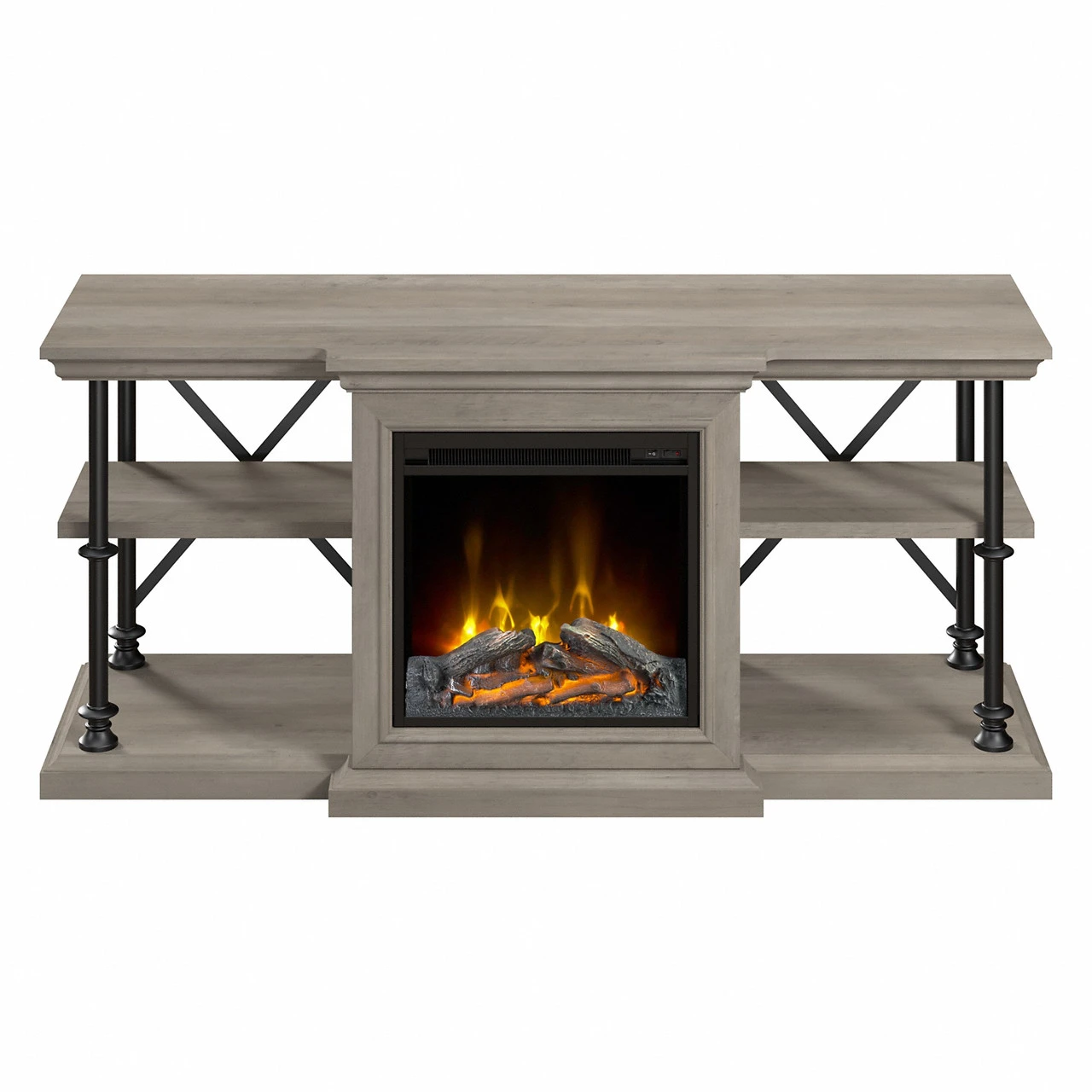 Bush Furniture Coliseum 60W Electric Fireplace TV Stand In Driftwood Gray - CSM001DG