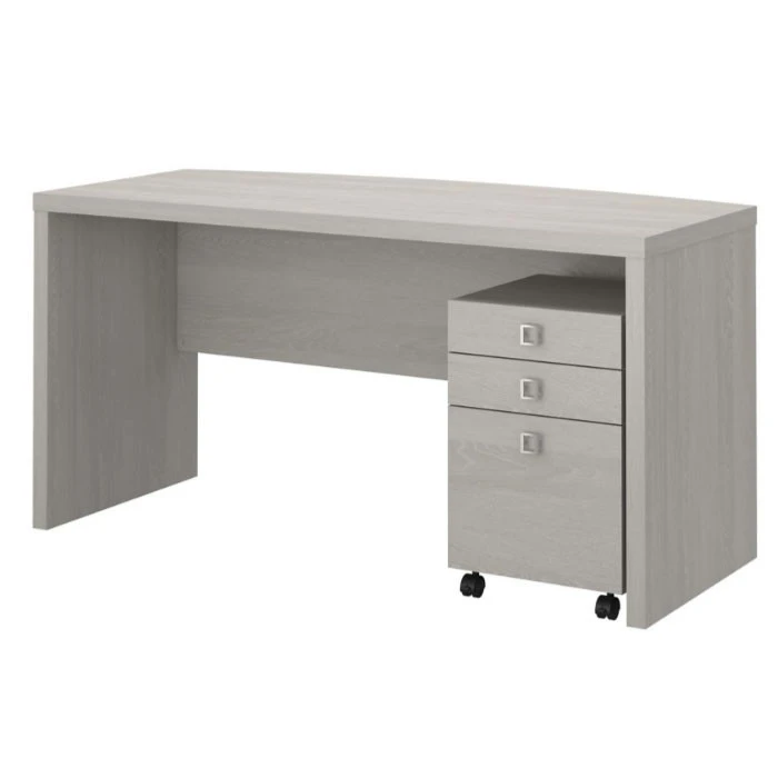 Bush Echo Bow Front Desk With 3-Drawer Mobile Pedestal 60" - ECH001GS