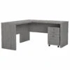 Bush Business Furniture Echo By Kathy Ireland 60W L-Shaped Desk And 3 Drawer Mobile Pedestal Modern Gray - ECH008MG
