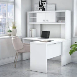 Bush Echo L-Shaped Desk With Hutch - ECH031PW