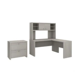 Bush Echo L-Shaped Desk With Hutch And Lateral File -ECH032GS