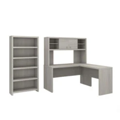 Bush Echo L-Shaped Desk With Hutch And Bookcase -ECH033GS
