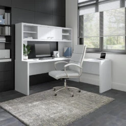 Bush Echo 72W L Shaped Computer Desk With Hutch Pure White - ECH057PW